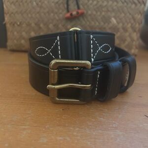 Banana Republic Mesa Embroidered Black Leather Belt